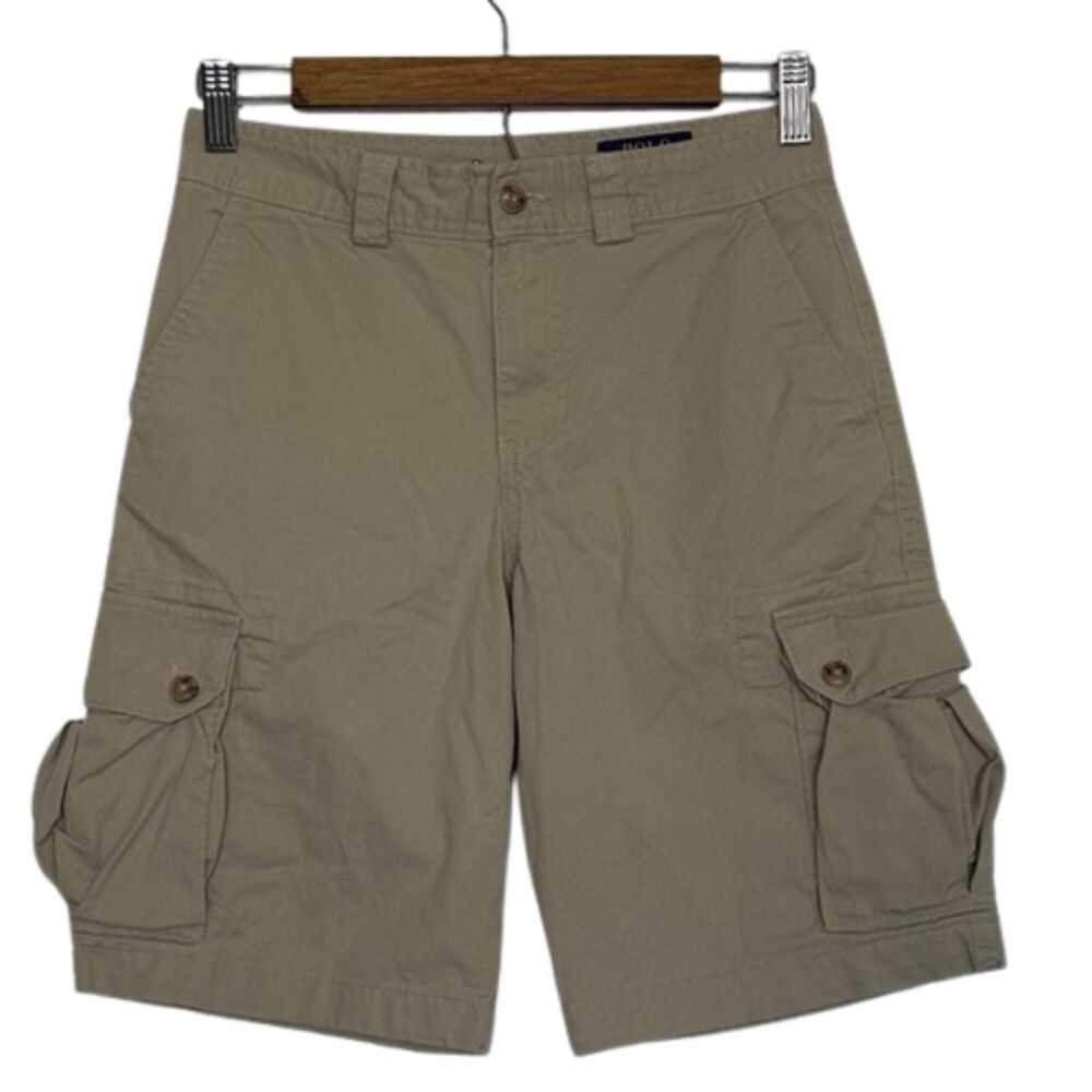 Polo Ralph Lauren Khaki Cargo Shorts Boys 14 Cotton Preppy School Youth Tan